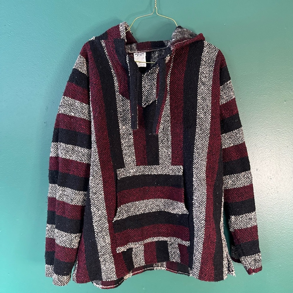 Baja Hoodie in Red, White and Black Stripes